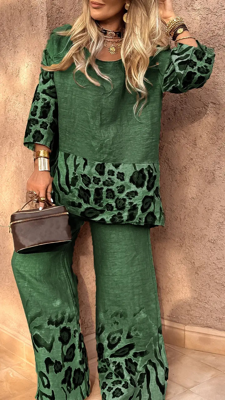 Conjunto Savannah Print em Linho Italiano