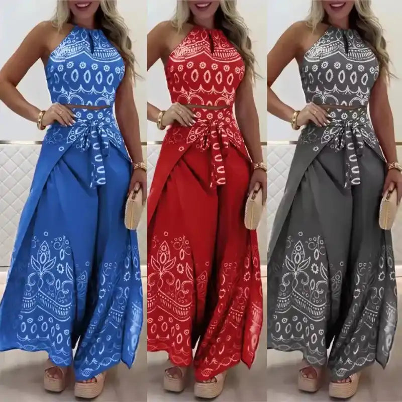 Conjunto Atena Resort - Pantalona Fluida e Top Amarração - Compre 1 Leve 3