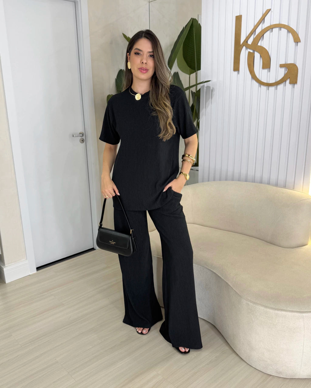 Conjunto Camiseta e Calça Pantalona Lily