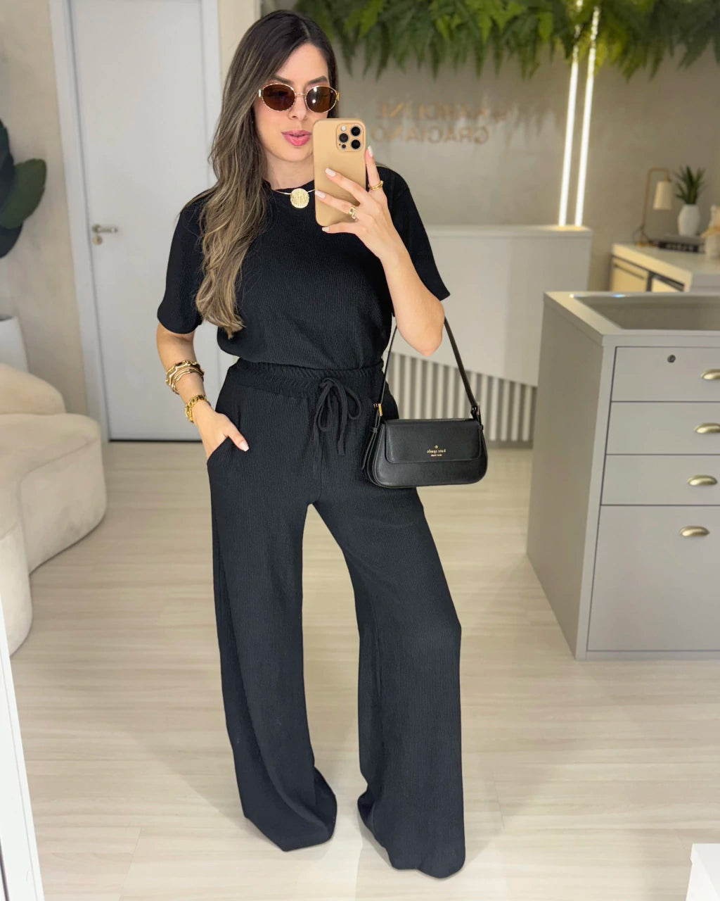 Conjunto Camiseta e Calça Pantalona Lily