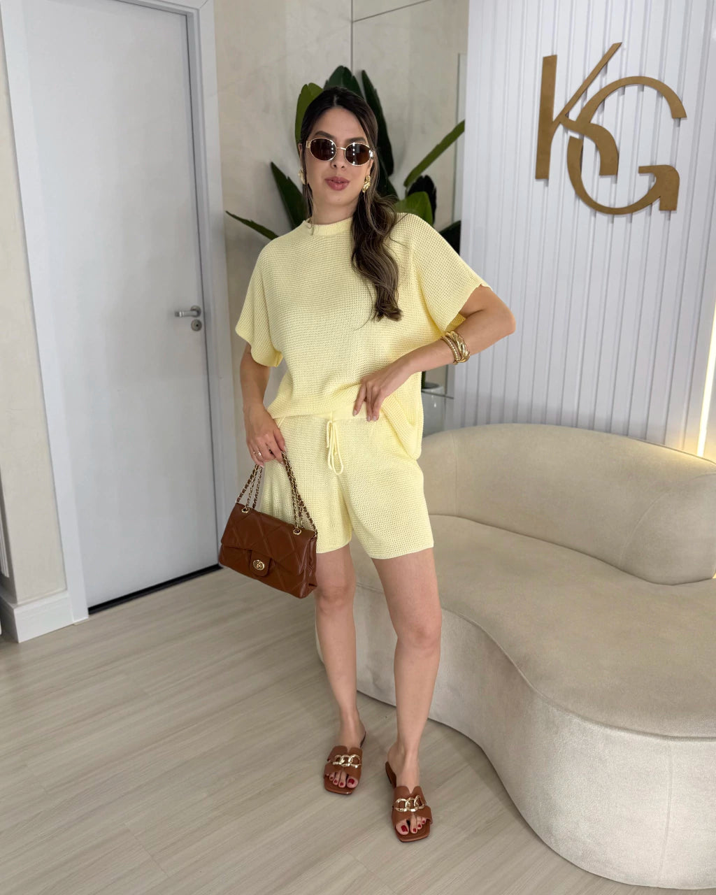 Conjunto Blusa e Short Tricot Mel Helen