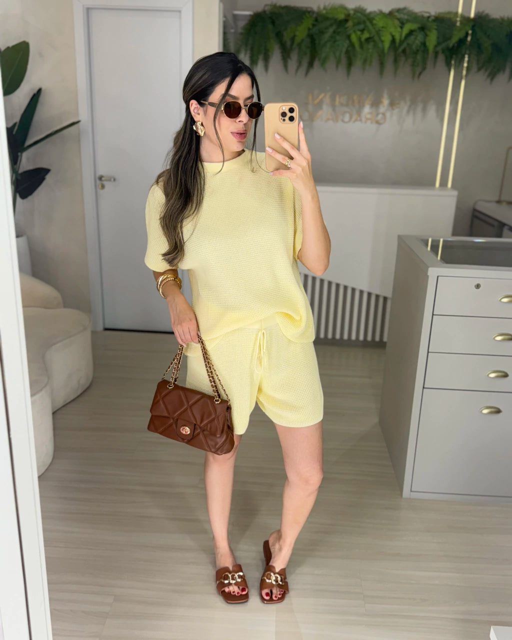 Conjunto Blusa e Short Tricot Mel Helen