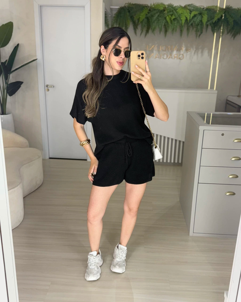 Conjunto Blusa e Short Tricot Mel Helen