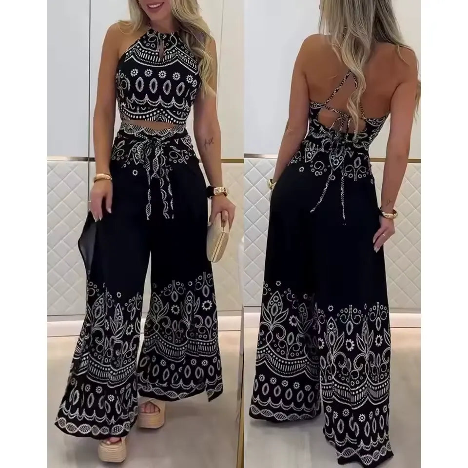 Conjunto Atena Resort - Pantalona Fluida e Top Amarração - Compre 1 Leve 3