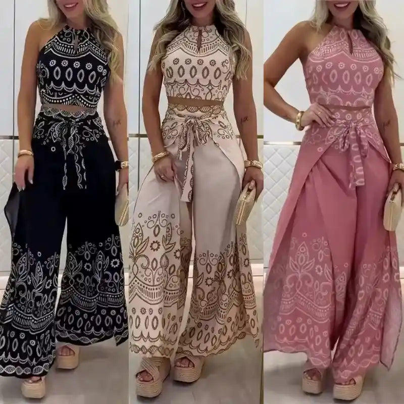 Conjunto Atena Resort - Pantalona Fluida e Top Amarração - Compre 1 Leve 3