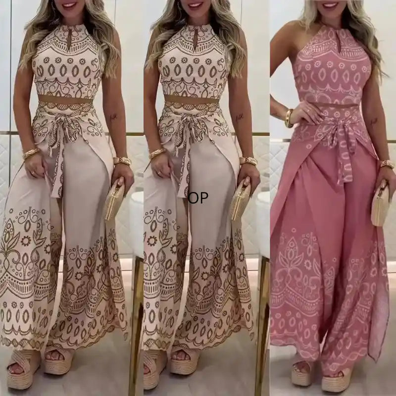 Conjunto Atena Resort - Pantalona Fluida e Top Amarração - Compre 1 Leve 3