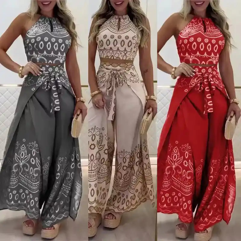 Conjunto Atena Resort - Pantalona Fluida e Top Amarração - Compre 1 Leve 3