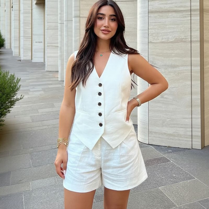 Conjunto em Alfaiataria Casual de Algodão e Linho Misto (Compre 1 Leve 2)