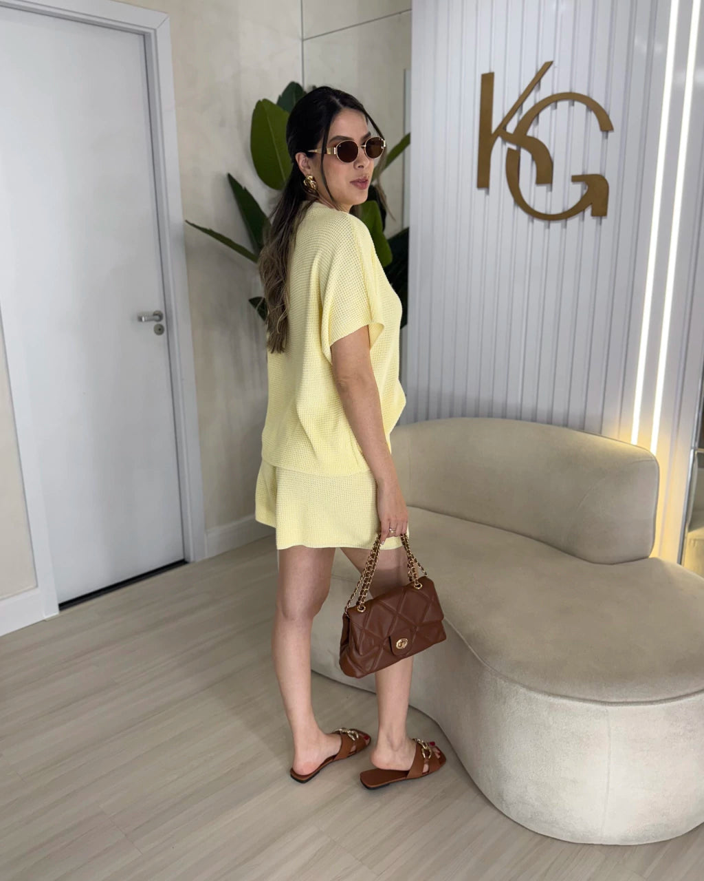 Conjunto Blusa e Short Tricot Mel Helen