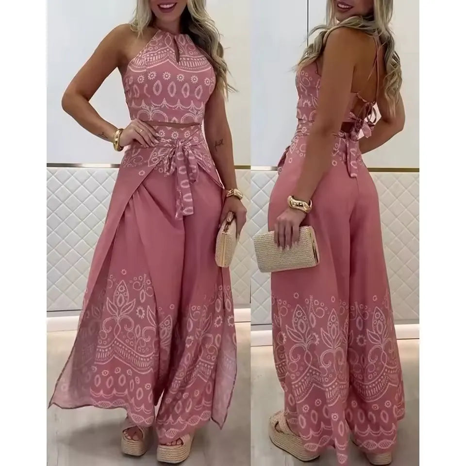 Conjunto Atena Resort - Pantalona Fluida e Top Amarração - Compre 1 Leve 3