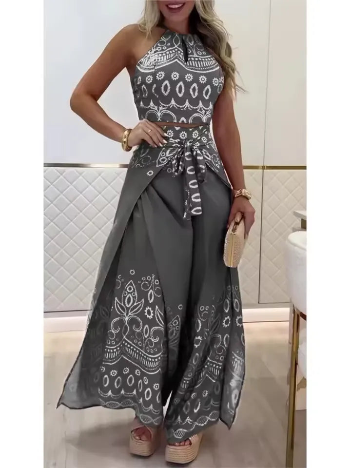 Conjunto Atena Resort - Pantalona Fluida e Top Amarração - Compre 1 Leve 3